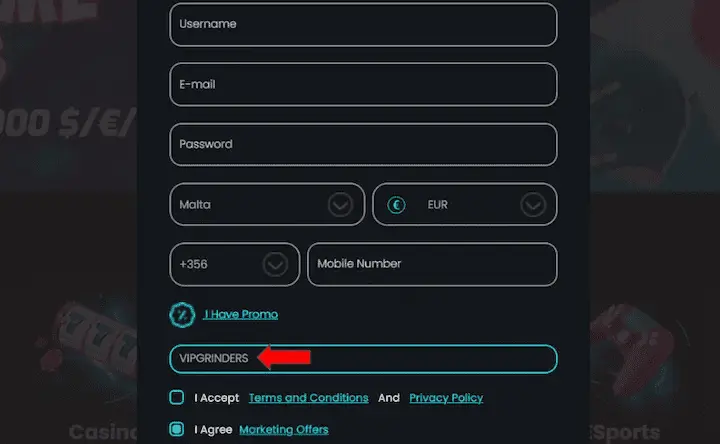 CosmoBet registration form