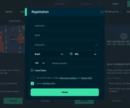 Rolletto registration form
